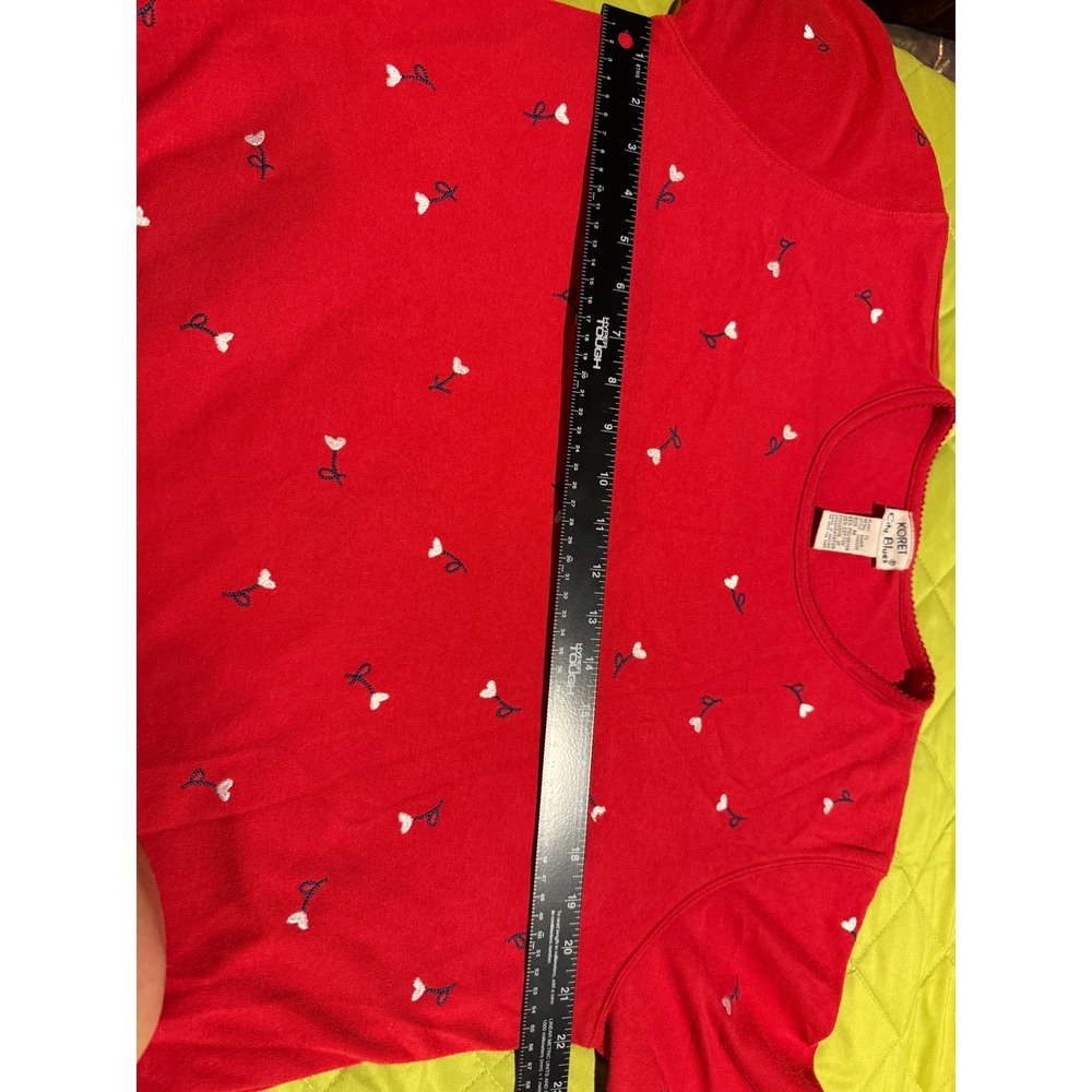 Koret City Blues Top Women Medium Red Good Embroidered Layered Floral Casual - Picture 8 of 9
